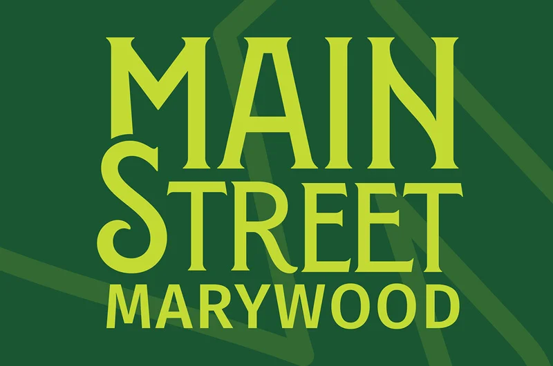 Main Street Marywood logo in lime green on a dark green background. Main Street Marywood Ribbon-Cutting Marks Vibrant New Era