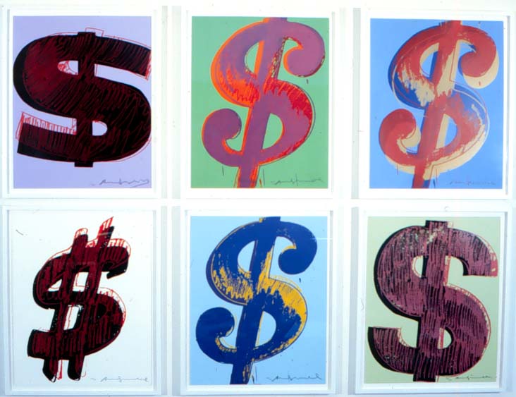 6 different graphics of a dollar sign